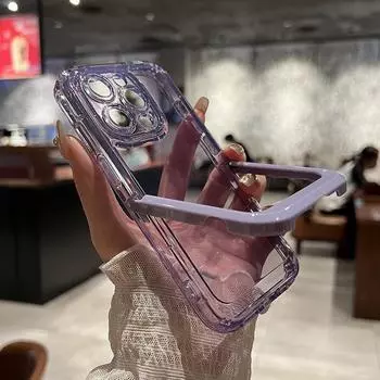 Фиолетовый прозрачный чехол для телефона с невидимым кронштейном для Iphone 14 13 11 12 Pro Max 14 Plus, мягкий прозрачный противоударный бампер, задняя крышка For iPhone 13