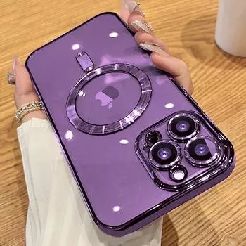 Фиолетовый прозрачный магнитный беспроводной чехол для телефона Iphone 13 14 12 11 Pro Max 13 14pro Xs Max X Xr, силиконовый противоударный чехол For iPhone XR