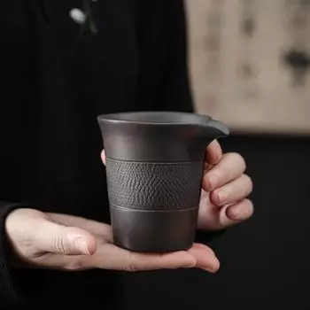 Фиолетовый резной керамический кувшин для чая Ретро-чашка для ярмарки керамики Разделитель для чая Чахай Кунг-фу Аксессуары для чайного сервиза