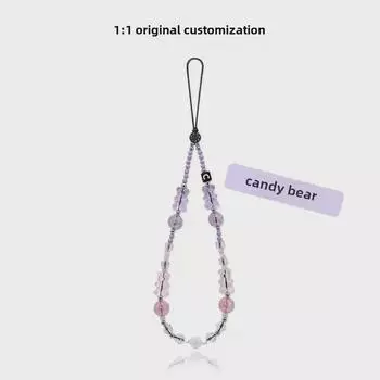 «Фиолетовый розовый медведь» телефонная цепочка: Роскошный кулон CCD с ремешком и цепочкой на запястье
