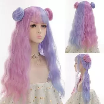 Фиолетовый, розовый, парик Лолиты, длинная волна воды, парики для косплея, парики из синтетических волос, термостойкие для женщин