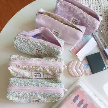 Фиолетовый сладкий мешок для хранения свежих цветов, милый студенческий пенал, модный женский холщовый студенческий пенал