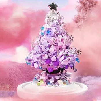 Фиолетовый строительный блок в виде дерева, вечный цветок, растение в горшке, модель кирпичей, набор праздничных украшений, детские игрушки «сделай сам», детский рождественский подарок withbox фиолетовый