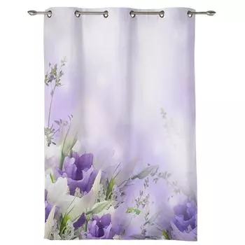 Фиолетовый завод цветок оконная занавеска спальня гостиная оконные шторы кухонные украшения жалюзи занавеска 135W x 60H(cm) x1