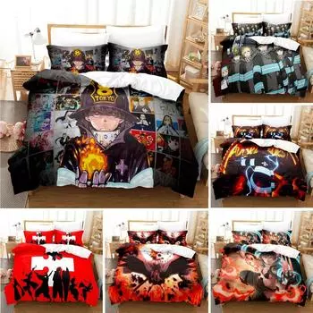 Fire Force Bedding Set Quilt Cover Twin Full Queen King Size With Pillowcases Anime Bed Set Aldult Kid Bedroom Decor Gift 70x133cm 2pcs