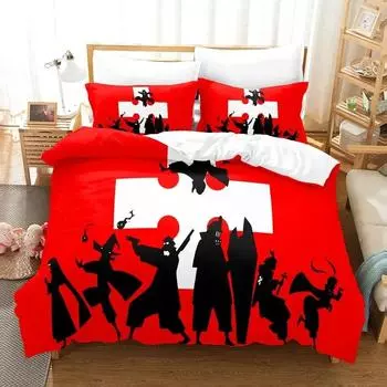 Fire Force Bedding Set Quilt Cover Twin Full Queen King Size With Pillowcases Anime Bed Set Aldult Boys Bedroom Decor Gift EU single(135x200cm)