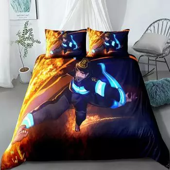 Fire Force Cartoon Bedding Set King Queen Double Full Twin Single Size Bed Linen Set 70x133cm 2pcs