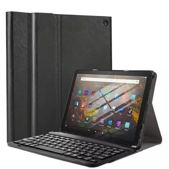 Fire HD 10 HD 10 Plus 2021 with Leather TPU Case Bluetooth Keyboard US Layout Kana Input Support HD10 HD10 Plus [PCATEC] 2021/Fire (Fire 2021/Fire чёрный