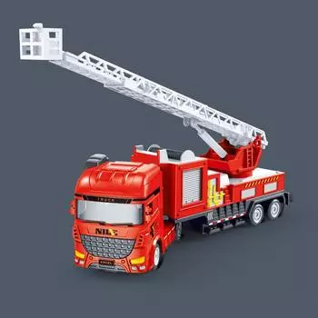 Fire Rescue Vehicle Kid Toy With Inertial Movement And Components Interactive Ladder Truck