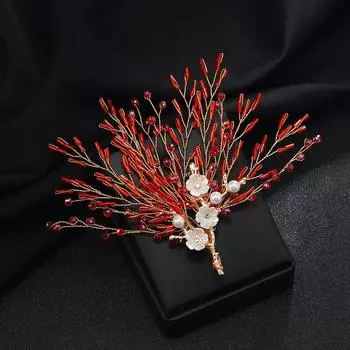 Fire Tree Silver Flower Heavy Handmade Red Crystal Brooch Niche High-end Flower Pin Suit Corsage Accessories Women