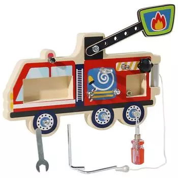 Fire Wooden Truck Nut Disassembly Combination Toy With Kids Skills Coordination
