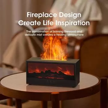Fireplace Aromatherapy Diffuser Flame Air Purifier Water Free Automatic Shutdown Timer Remote Control Creative Festival Gift чёрный
