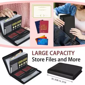 Fireproof Expanding File Folder Zipper Closure A4 Files Briefcase Accordion File Organizer Receipt One Size