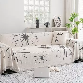 Жаккардовый диван-полотенце Fireworks Плюшевое одеяло Нескользящее полотенце Трехмерный ковер Монохромный утолщенный Современный Осень-Зима 180x130cm1pcs