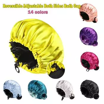 Фирменная Новинка, атласная шапочка для волос, ночная шапочка, двусторонняя регулируемая двухсторонняя шапочка для сна, женская шапочка для душа на пуговицах чёрный