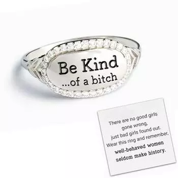 Фирменное кольцо Be Kind, Be Kind... Фирменное кольцо Of a Bitch, кольцо Be Kind, ювелирные изделия Sassy Rude, вдохновляющее кольцо дружбы для женщин и девочек 5