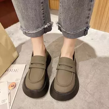 Фирменный дизайн Осенние туфли-лоферы на толстом каблуке и платформе для женщин 2024 года, лакированная кожа, квадратный носок, женская обувь 35 чёрный