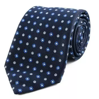 Фирменный галстук, сделано в Японии, шелковый жаккардовый переплетение, тонкий узор [Michiko London] 100% (B Pattern Navy)