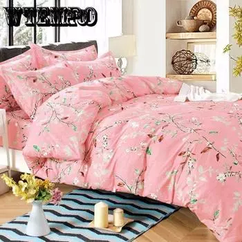 Фирменный мягкий хлопковый набивной пододеяльник для спальни, комплект постельного белья для домашнего уюта Queen4pcs