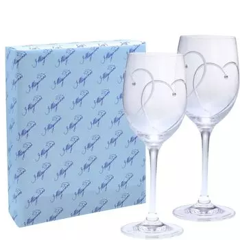 фирменный подарок обычный импортный Wedgwood Promises Two Hearts Wine Glass 280 мл парный набор парный бокал рождественский подарок свадебный подарок подарок на новоселье