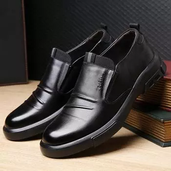 First layer cowhide leather shoes men s black business shoes trendy wear-resistant Korean version British versatile men s shoes 38