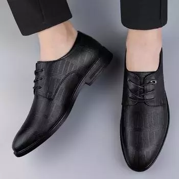 First layer cowhide men s shoes genuine leather retro low-top shoes business foot cover one pedal lace-up men s casual leather shoes 38 чёрный