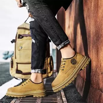 First layer pigskin rhubarb boots 2025 early autumn new Martin boots men s Korean version low-top retro casual men s leather shoes 39