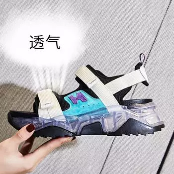 First layer pigskin sandals women s 2025 new spring and summer new women s flat-soled sandals thick-soled Velcro women s shoes 35