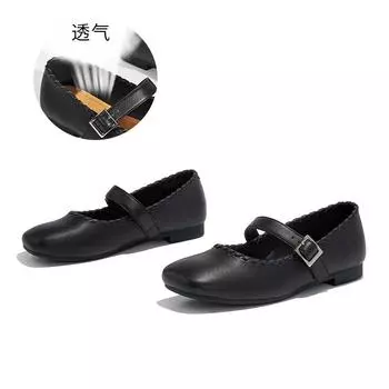 First layer sheepskin Mary Jane shoes women s 2025 summer shallow mouth buckle fashion single shoes casual women s shoes versatile ballet shoes 35
