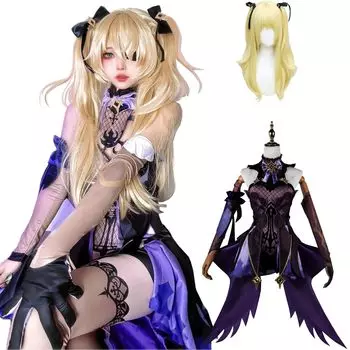 Fischl Cosplay with Princess of Genshin Cosplay Full Adult Cultural Genshin Fischl Cosplay with [Kamizu Ryohin] Wig, Condemnation, Costume, Set,