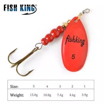 FISH KING Spinner Bait 3,9 г, 4,6 г, 7,4 г, 10,8 г, 15 г, приманки для ложки, металлические приманки для щуки с тройными крючками, искусственная приманка для окуня, рыболовная приманка
