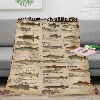 Fish Knowledge Blanket Different Digital Fish And Names Printing Machine Washable 3 Sizes S