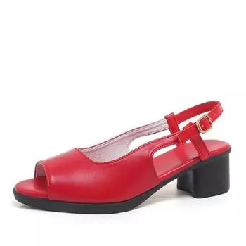 Fish mouth open-toed women s shoes new summer thick root outer wear one-button sandals casual fashion high-heeled sandals 35