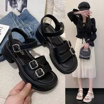 Женские походные сандалии в стиле «рыбий рот» 35 чёрный