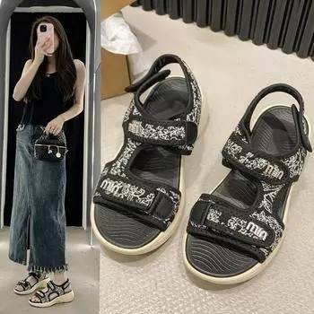 Летние повседневные тапочки в стиле «рыбьего рта» 35 чёрный