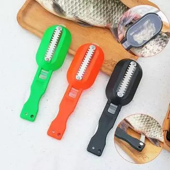 Fish Scale Scraper Fishing Scale Brush Graters Fast Remove Fish Peeler Scalers Cleaning Brush Seafood Tool Kitchen Accessories чёрный