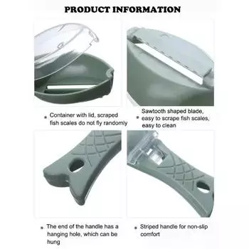 Fish Scales Graters Quick Fish Scale Removal Brush Scraper Fish Cleaning Tool with Cover Home Kitchen Cooking Fishing Tool зелёный