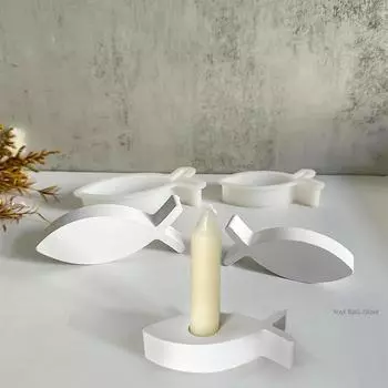 Fish Shape Candlestick Silicone Mold New 2025 Plaster Candle Holders Home Decor Casting Moulds Resin Fish Ornaments Molds Gifts