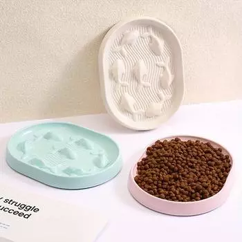 Пластиковая миска для медленного питания для кошек в форме рыбы. Товары для кошек и собак. белый