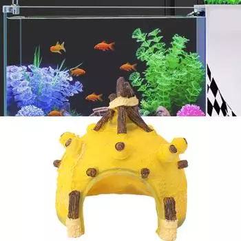 Украшение для аквариума, не выцветает, реалистичный подводный ананас, форма дома, укрытие для рыб, креветок, декор для аквариума