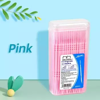 Fishbone-shaped 100-piece Boxed Double-ended Toothpicks Boxed 100 pieces розовый