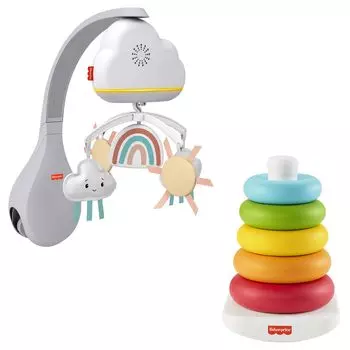 Fisher Price 2WAY Rainbow Shower Merry Tower, развивающая игрушка для малышей, подбор формы, подарочный набор для детей от 0 месяцев и старше GYW19-HBP40