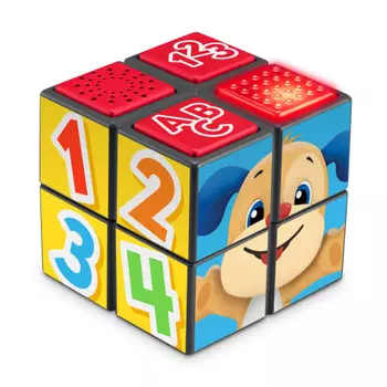 Fisher Price Doggie Двуязычный образовательный куб [Игрушка для малышей] [3D вращающийся пазл, образовательная игрушка, цифры, английский, иностранный язык] [От 9 месяцев] HW