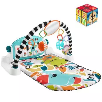 Fisher Price удар с вашим двуязычным пианино тренажерный зал для развития ваших чувств 2024 модель выпуска куб памятный набор игрушек для игр в помещении оборудование для детского языка