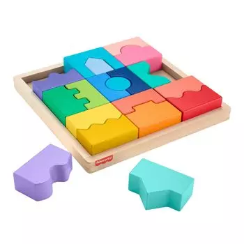 Fisher Price Wooden Inspiration Brain Interlocking от 1,5 лет, красочная игрушка HXT95, обучение! Головоломка, Игрушка для малышей,