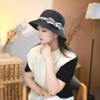 Fisherman Hat Women 2025 New Mom High Sense Summer Thin French style Pastoral Style All-Match Straw Hat Sun Hat Black