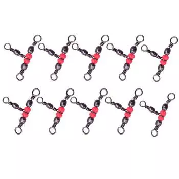 Fishhook Lure Line 3 Way Rolling Swivels Bearing Barrel Ring Fishing Swivel Fishing Connector 7*9