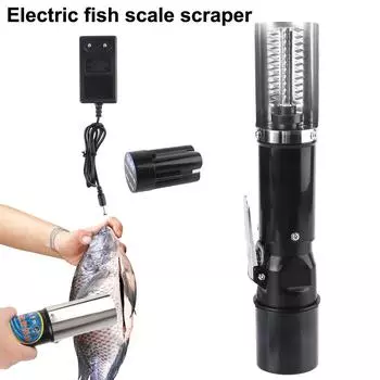 Fishing Clean Easy Fish Stripper Remover Cleaner Инструмент для чистки нож для морепродуктов 120 Вт Адаптер для зарядки Водонепроницаемый электрический скребок для чешуи рыбы чёрный