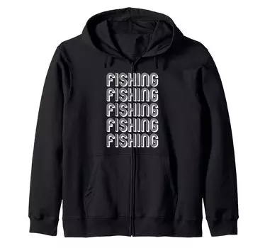 fishing enthusiast zip hoodie чёрный