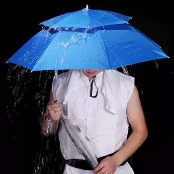 Складные солнцезащитные зонты для рыбалки, двухслойная защита от ультрафиолета, дышащие рыболовные зонты, легкая шляпа-зонт One Size синий